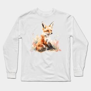 watercolor fox Long Sleeve T-Shirt